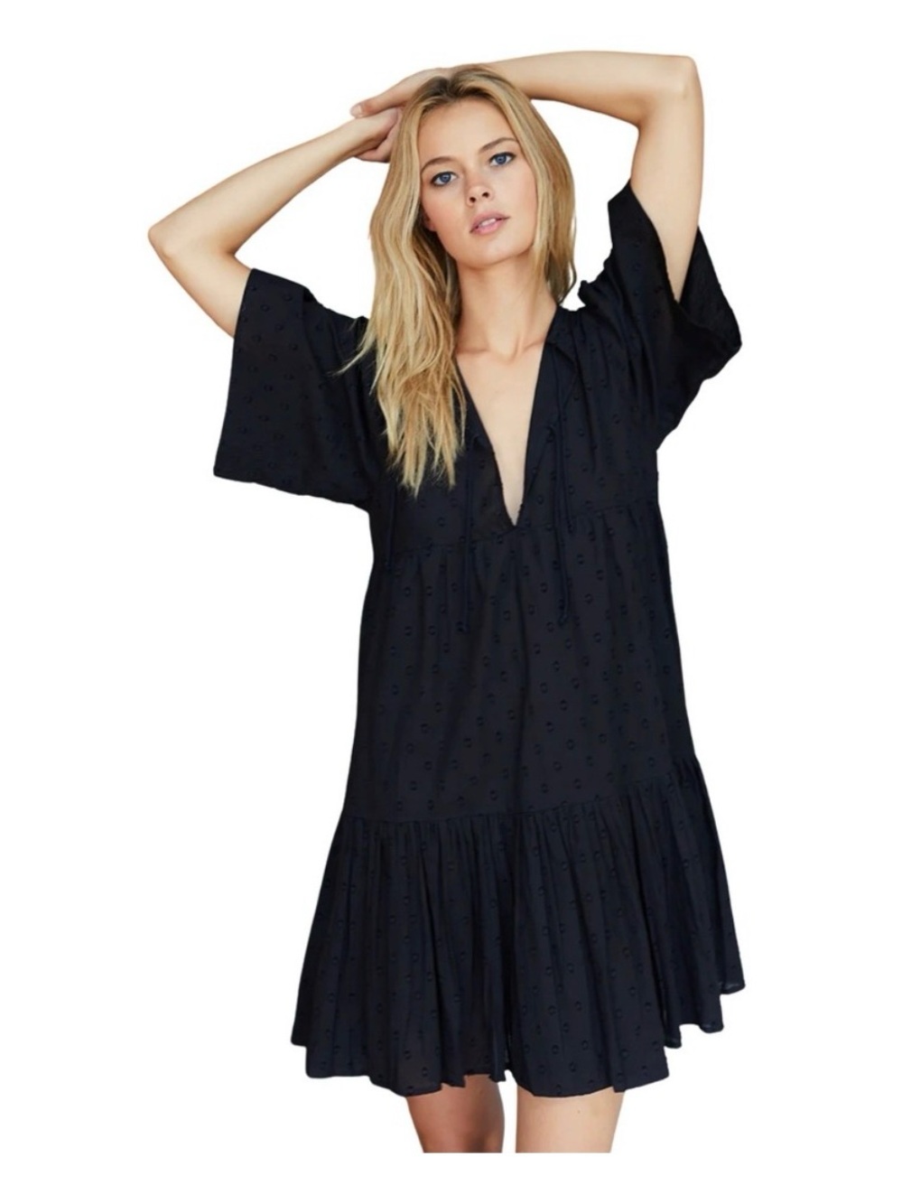 Emerson Fry Black Swiss Dot Island Dress M/L